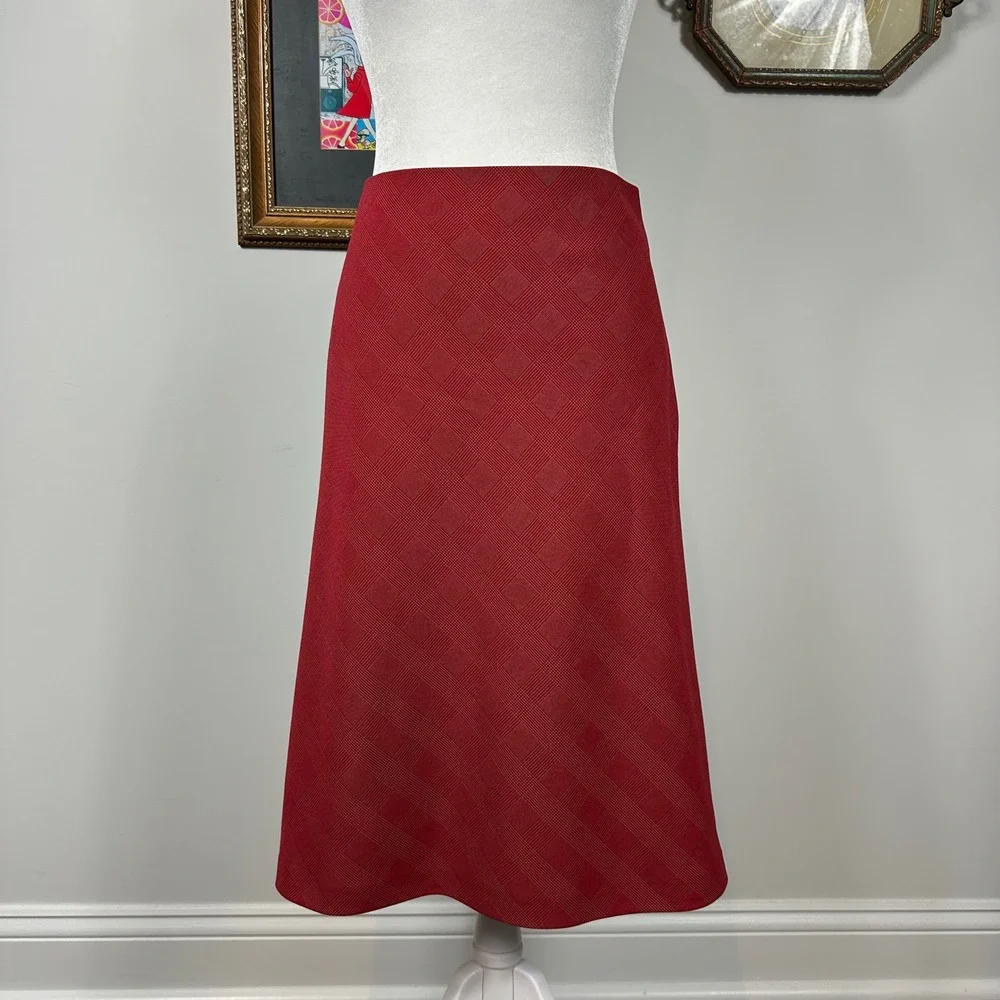 Vero Moda Red Black Plaid Pinstripe Pencil Skirt‎ - SIZE 34 Edgy Grunge Split